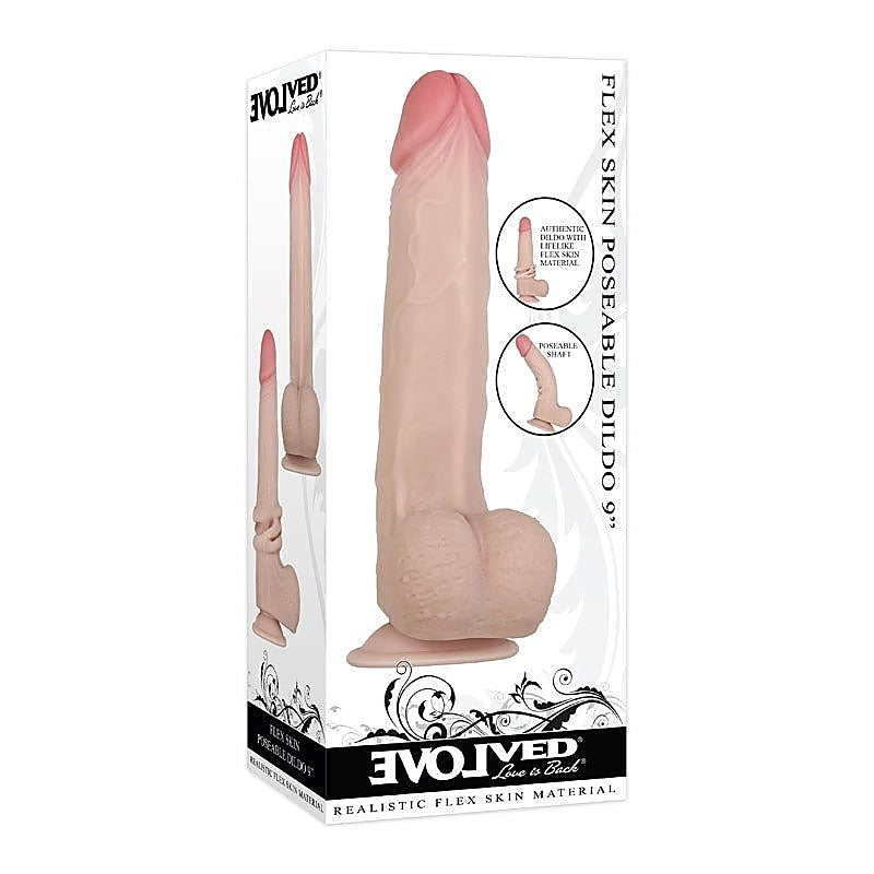 Flex Skin Poseable Dildo 9 Inch by Evolved - Cuffs and Restraints