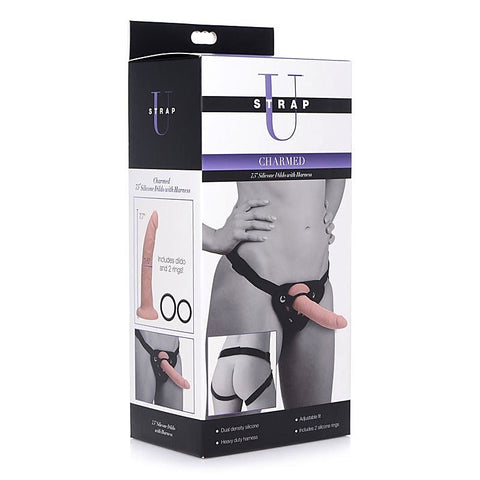 Strap-U Charmed Silicone Dildo and Harness by XR Brands - Strap On Sextoys