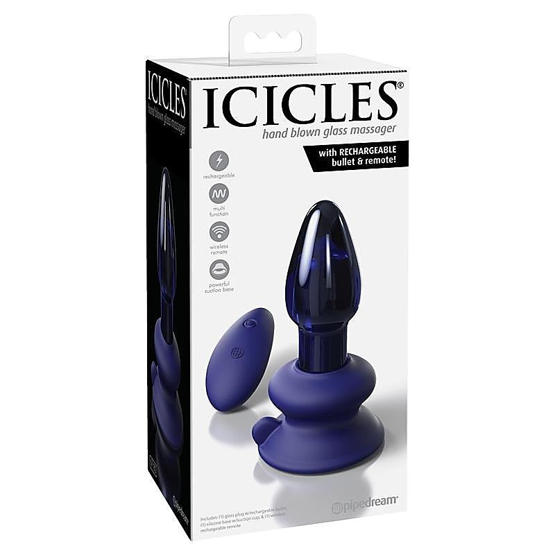 Pipedream Icicles No 85 Rechargeable Glass Butt Plug - Glass Sex Toys