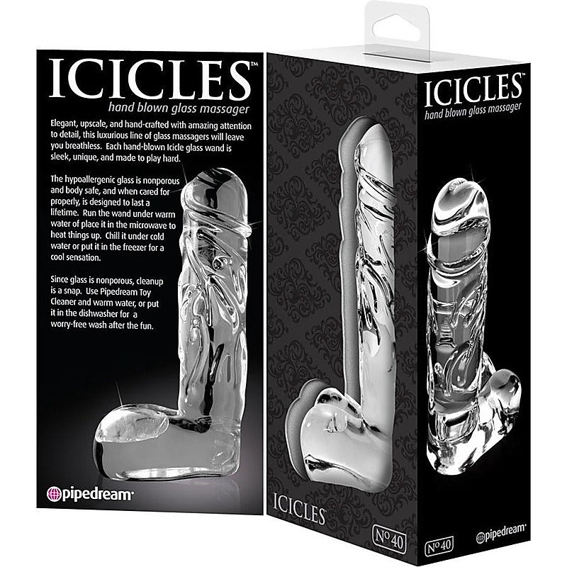 Icicles No 40 Realistic Glass Dong by Pipedream Products - Glass Sex Toys