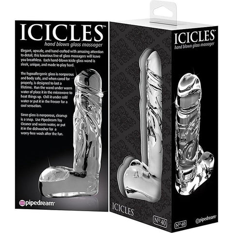Icicles No 40 Realistic Glass Dong by Pipedream Products - Glass Sex Toys