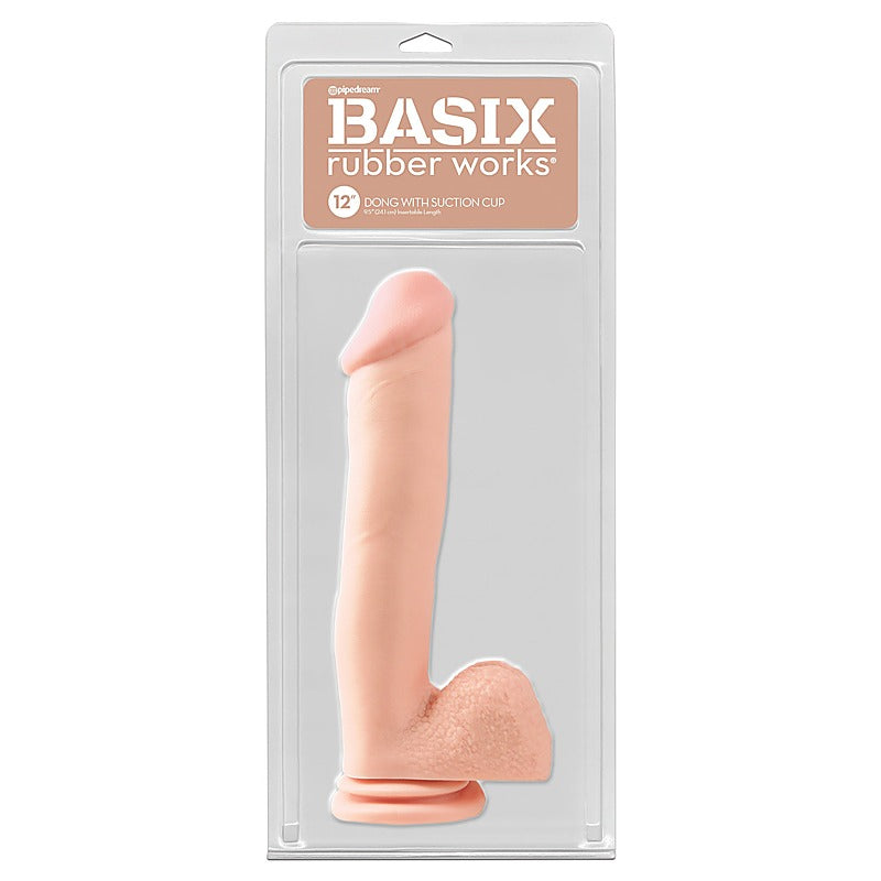 Basix 12 Inch Realistic Dong With Suction Cup - Realistic Dildos