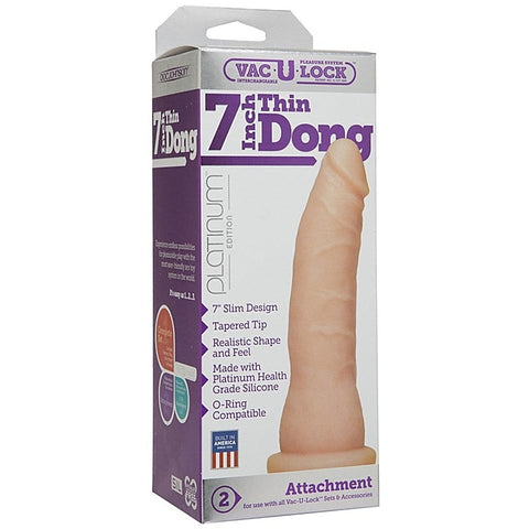 Vac-U-Lock Platinum Edition 7 Inch Thin Dong by Doc Johnson - Strap On Sextoys