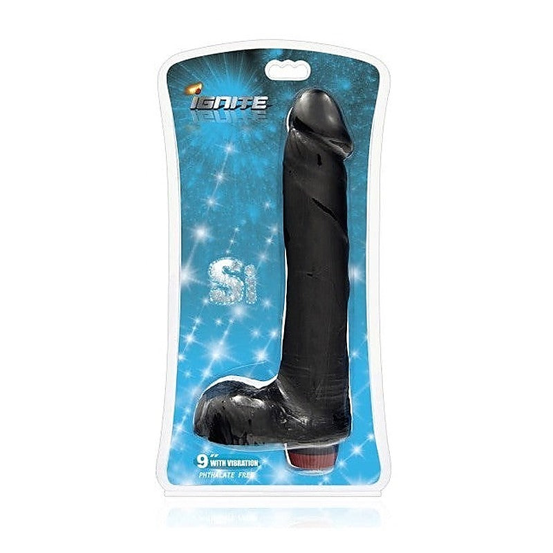 SI Ignite Vibrating Cock with Balls Black - Realistic Dildos