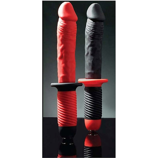 Mr. E and Mr. Z 7 Inch Silicone 10 Speed Vibrator Red - Realistic Dildos