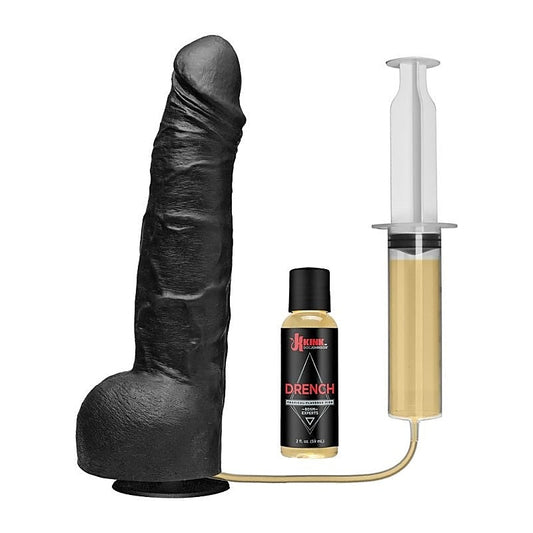 Kink Wet Works Drencher - Silicone Squirting Cock Black