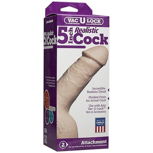 Vac-U-Lock 5 in. Realistic Cock White