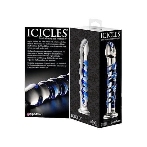 Pipedream Icicles No 05 Hand Blown Glass Dildo Massager - Glass Sex Toys