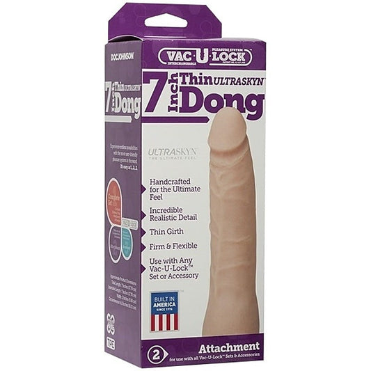 Doc Johnson Vac U Lock 7 Inch Thin Realistic Dong White