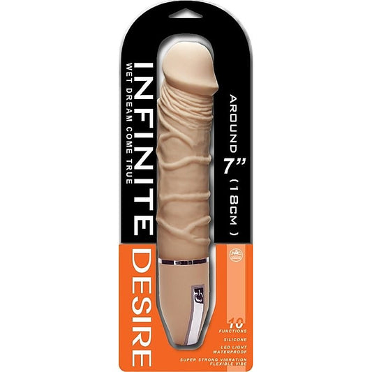 Infinite Desire 7" Silicone Vibrator with 10 Rhythms Flesh - Realistic Dildos