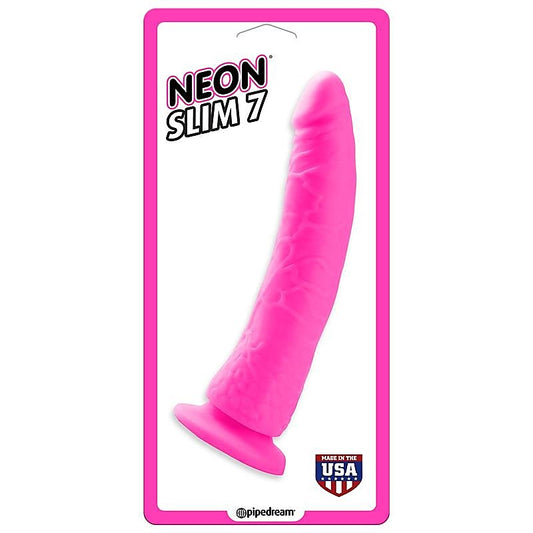 Pipedream Neon Slim 7 Tapered Tip Realistic Dildo - Remote Control Vibrators
