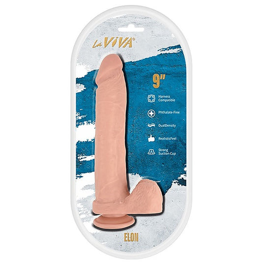 La Viva Elon 9 Inches Harness Compatible Dildo Flesh