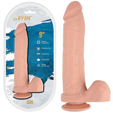 Elon 9 Inches Harness Compatible Dildo by La Viva - Realistic Dildos