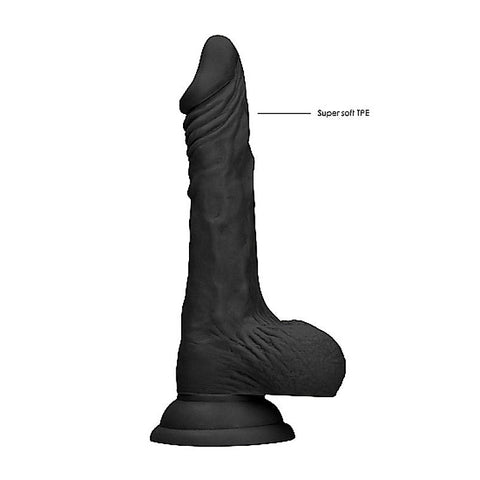Realrock Skin Dildo with Balls Black by Shots Toys - Realistic Dildos