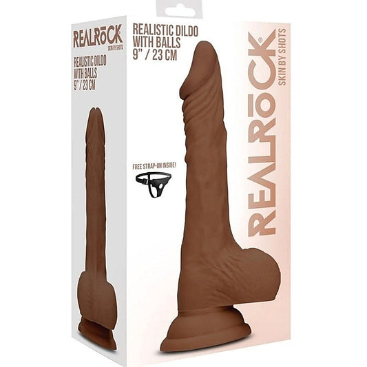 Realrock Skin Dildo with Balls Brown