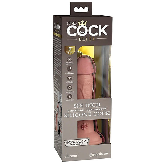 King Cock Elite Vibrating Dual Density Silicone Cock Light - Realistic Dildos