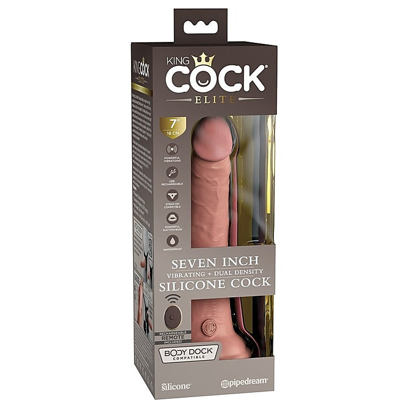 King Cock Elite Remote Vibrating Dual Density Silicone Cock - Realistic Dildos