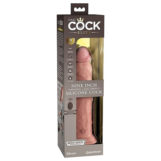 King Cock Elite Remote Vibrating Dual Density Silicone Cock - Realistic Dildos
