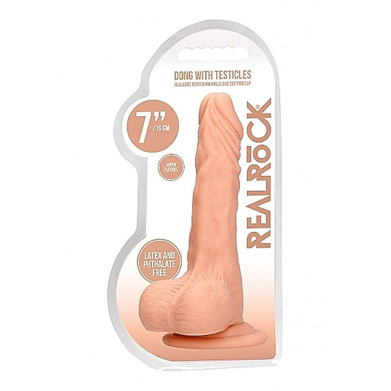 Realrock Skin Dong with Testicles 7 inch by Shots Toys - Realistic Dildos