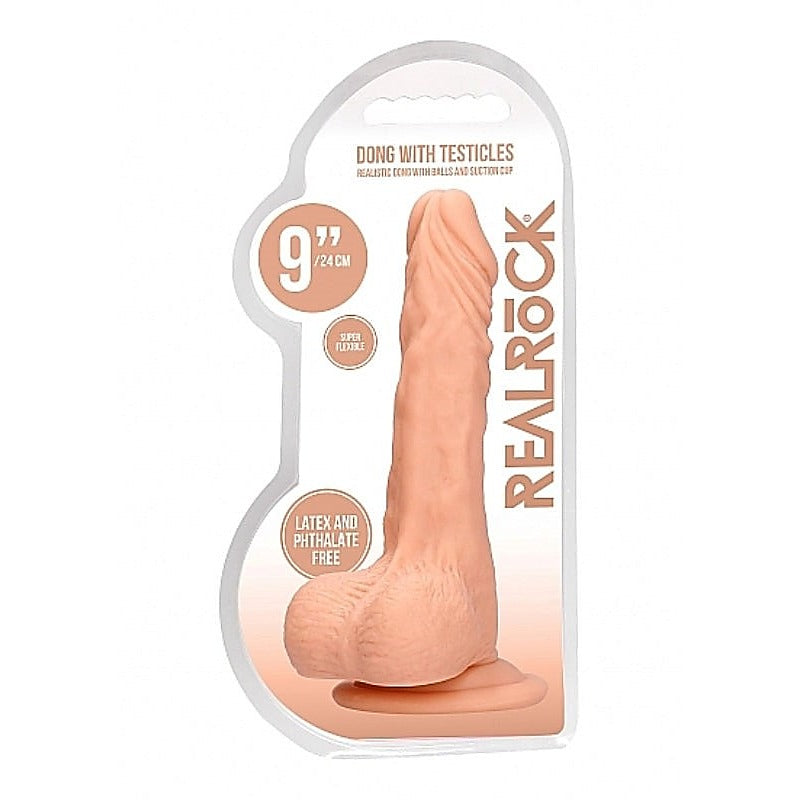 Realrock Skin Dong with Testicles 9 inch by Shots Toys - Realistic Dildos