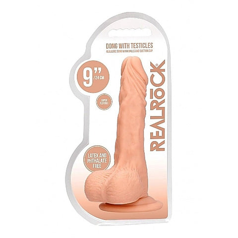 Realrock Skin Dong with Testicles 9 inch by Shots Toys - Realistic Dildos