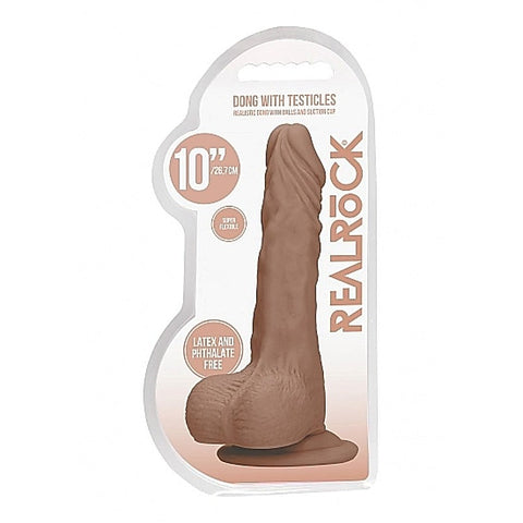 RealRock Skin Dong with Testicles 10 Inch by Shots Toys - Realistic Dildos