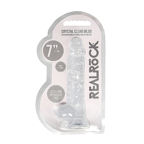 Realrock Crystal Clear Dildo with Balls 7 inch
