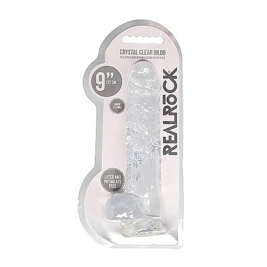 Realrock Crystal Clear Dildo with Balls 9 inch