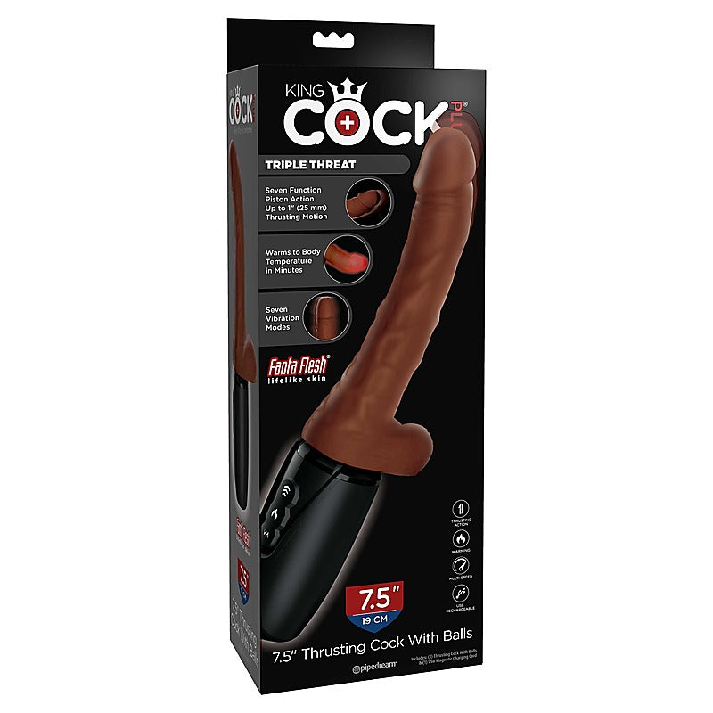 King Cock Plus 7.5 Inch Thrusting Cock with Balls - Realistic Dildos