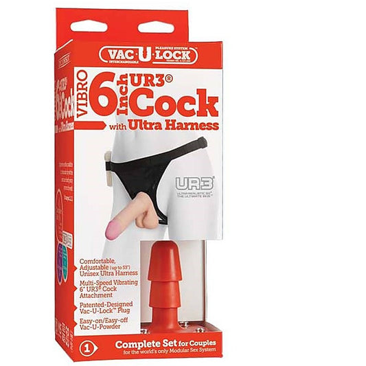 Vac-U-Lock Vibrating Sex Harness with 6Cock Flesh