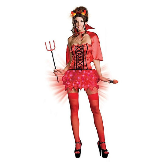 Seductive Devil's De-Light Costume - Fiery Elegance - Fancy Dress Ups