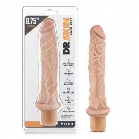 Dr Skin Cock Vibe 8 Vibrating Cock Beige 9.75 Inch Vibrating Dildos