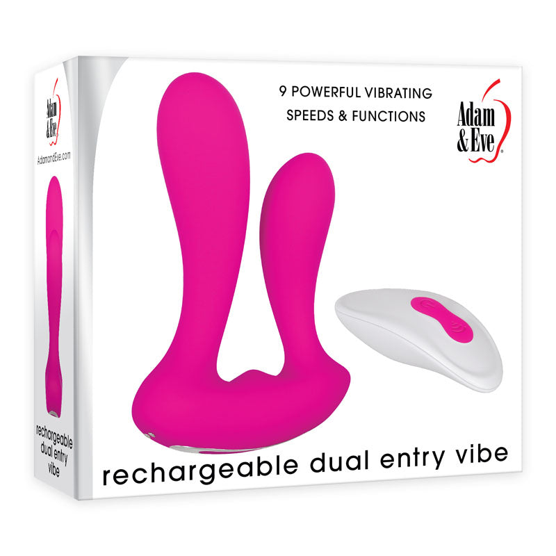 Adam and Eve Rechargeable Dual Entry Remote Controlled Vibrator Pink Remote Control Vibrators