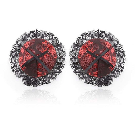 Black and Red Lace Overlay Nipple Pasties by Ella Bidoe - Fancy Dress Ups