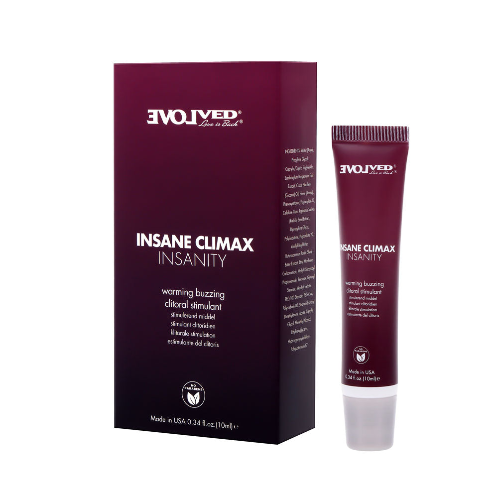 Evolved Insane Climax Insanity Warming Buzzing Clitoral Stimulation Gel 10ml Massage Oils and Lubricants