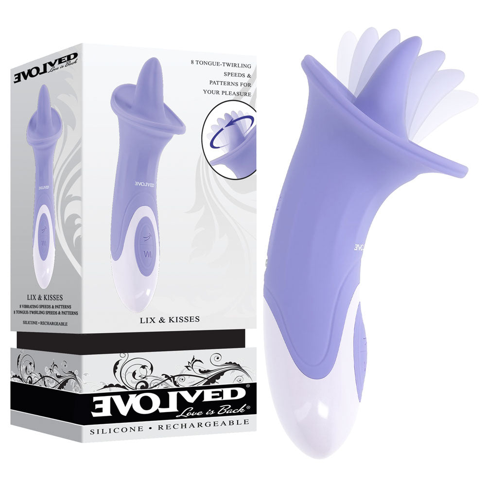 Evolved LIX & KISSES USB Rechargeable Flicking Tongue Vibrator Purple Finger and Tongue Vibrators