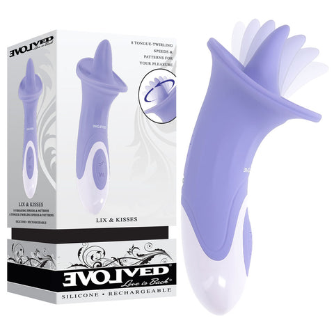 Evolved LIX & KISSES USB Rechargeable Flicking Tongue Vibrator Purple - Finger and Tongue Vibrators