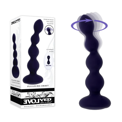 Evolved PLEASURE ORBIT Twirling & Vibrating Anal Beads with Remote Navy Blue - Anal Beads and Balls