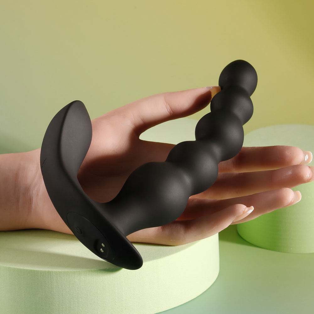 Evolved BEAD ME UP Remote Control Vibrating Anal Beads Black Anal Beads and Balls