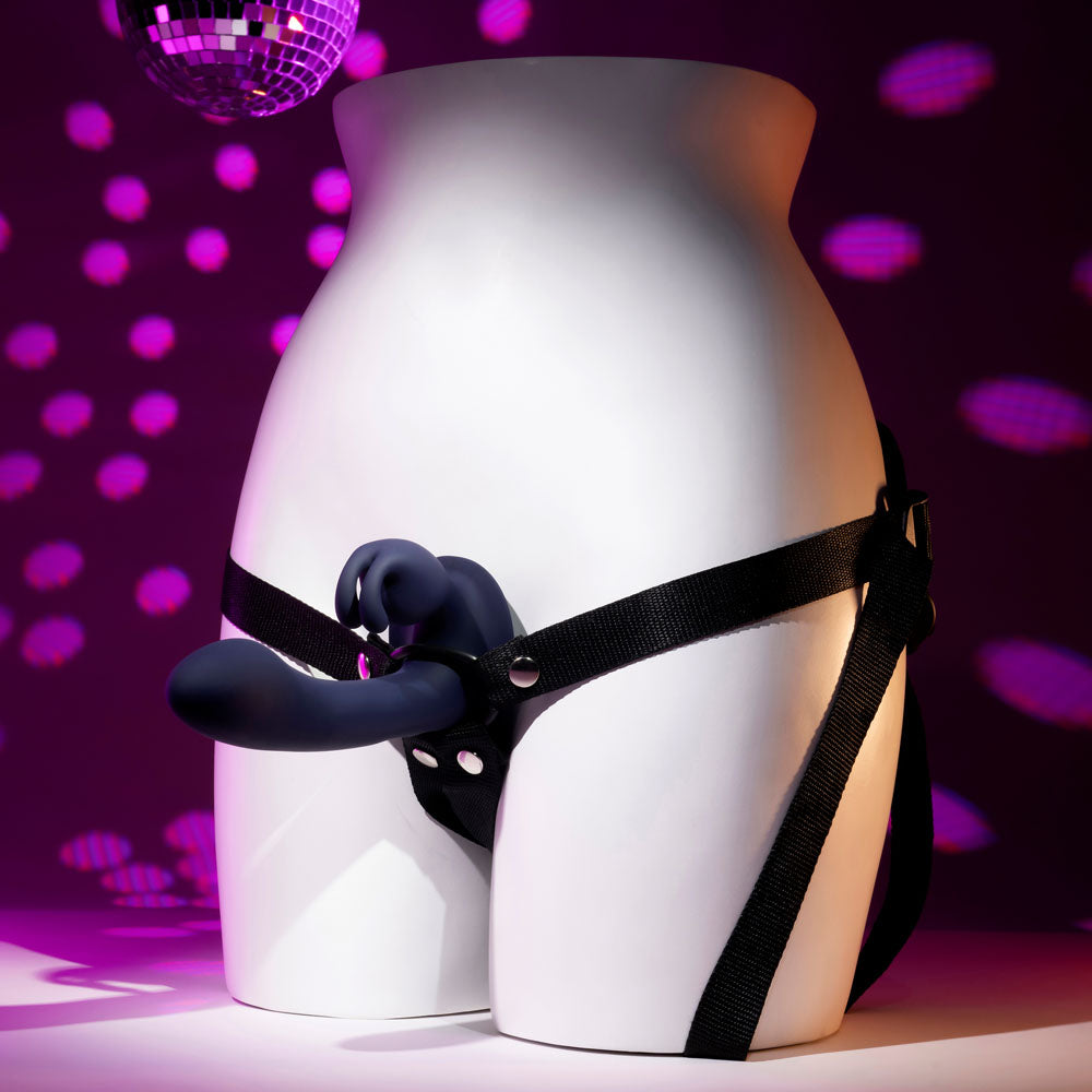 Evolved GIVING VIBES Rechargeable Vibrating Strap-On Black Strap On Sextoys