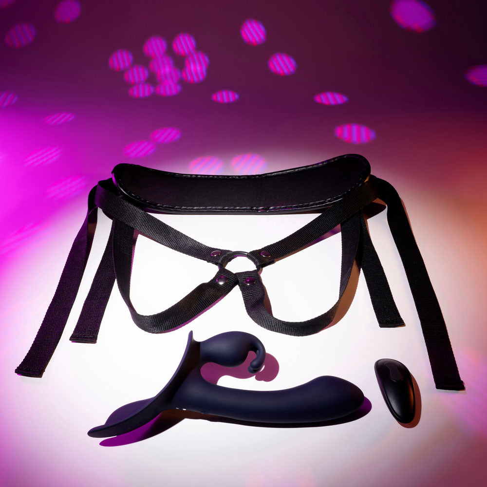 Evolved GIVING VIBES Rechargeable Vibrating Strap-On Black Strap On Sextoys