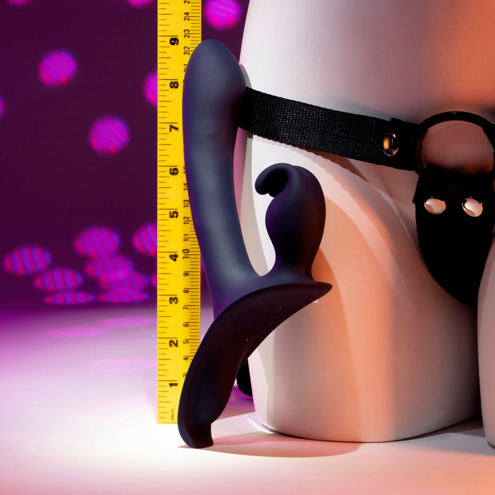 Evolved GIVING VIBES Rechargeable Vibrating Strap-On Black Strap On Sextoys