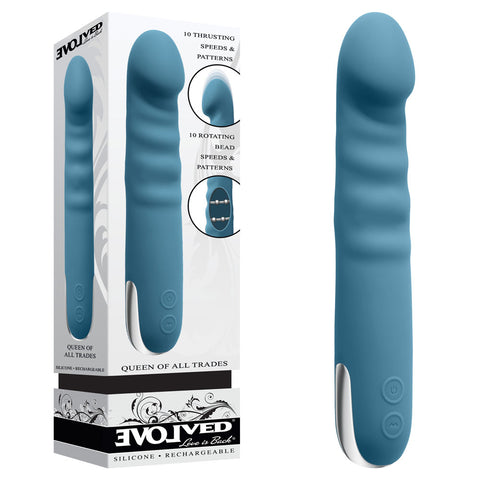 Evolved QUEEN OF ALL TRADES Thrusting Dildo Vibrator Blue - Vibrating Dildos