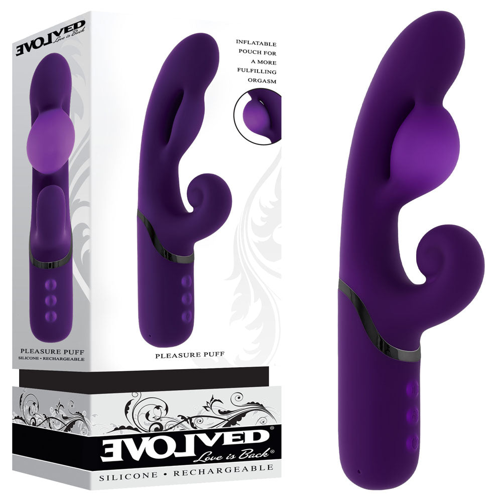 Evolved PLEASURE PUFF Rechargeable Inflatable Rabbit Vibe Rabbit Vibrators