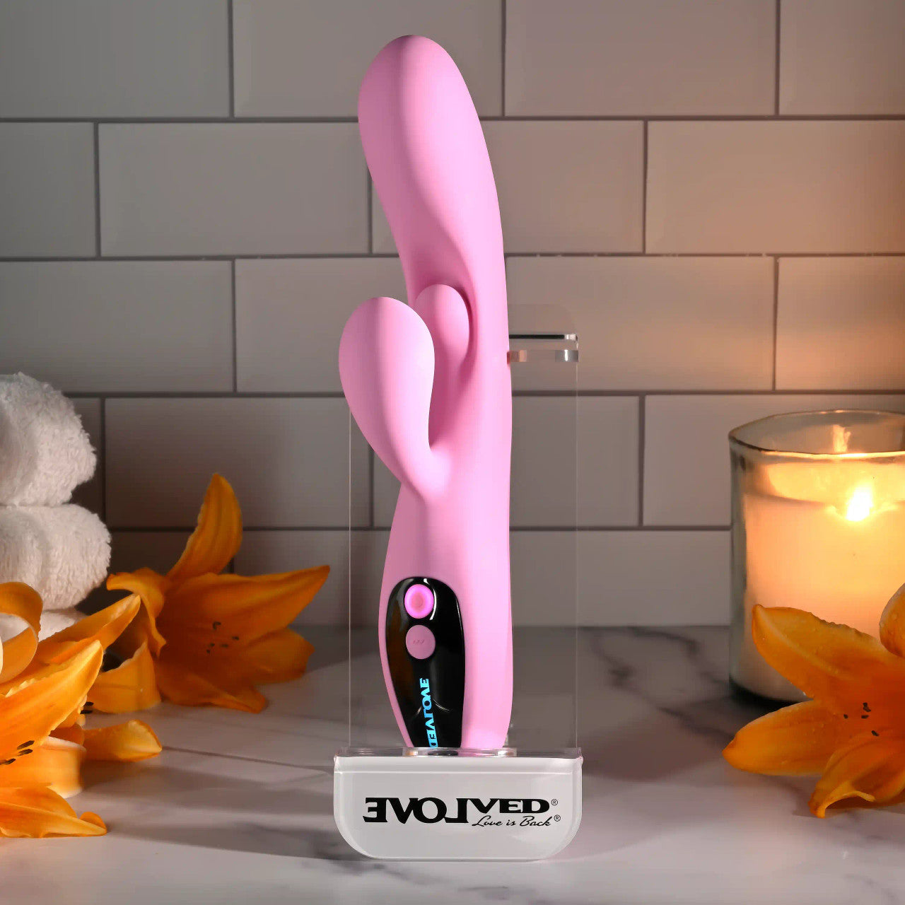 Evolved PUSH THE BUTTON Rabbit Vibrator with G-Spot Bud Pink Rabbit Vibrators