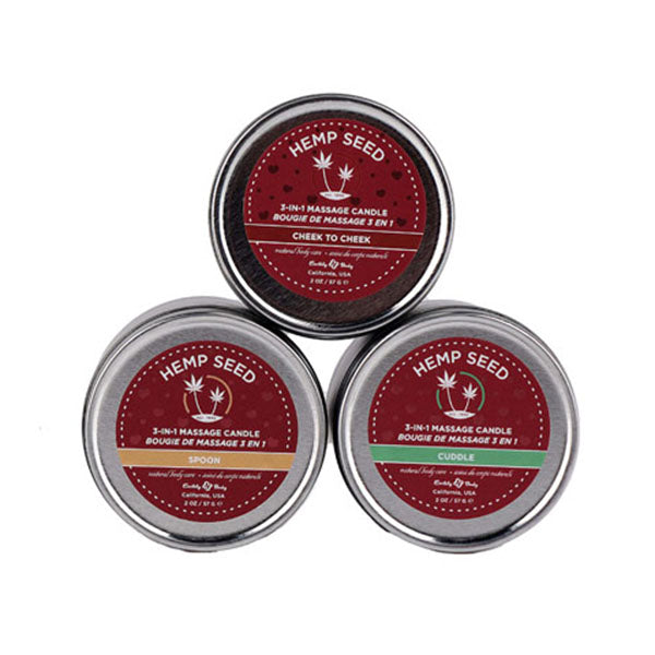 Earthly Body Hemp Seed Lovers Mini Scented Candles 3 Pack Sex Pheromones and Perfumes