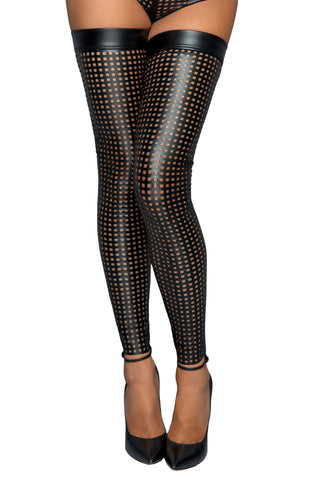 Noir Handmade Ladies Lasercut Stockings - Her Fetish