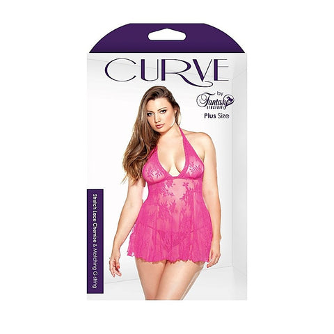 Curve Stretch Lace Chemise & G-String by Fantasy Lingerie - Babydolls and Chemises