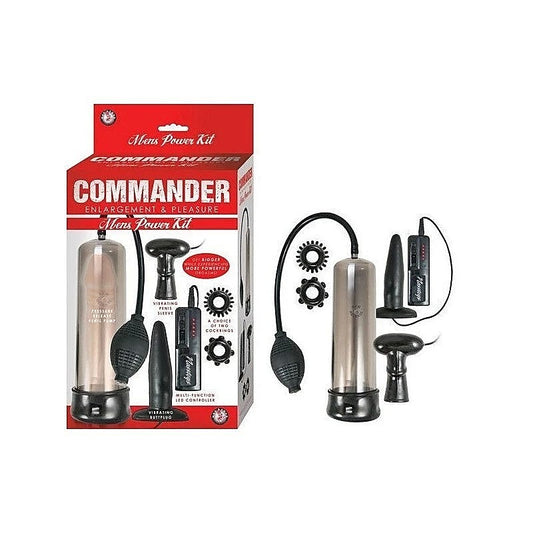 COMMANDER Premium Vibrating Penis Pump & Pleasure Kit - Penis Pumps And Stretchers
