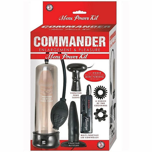 COMMANDER Premium Vibrating Penis Pump & Pleasure Kit - Penis Pumps And Stretchers
